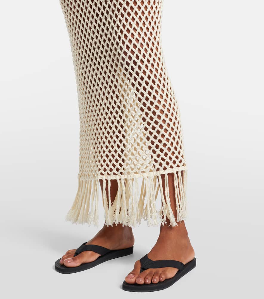 Ilaria fringed open-knit cotton maxi dress
