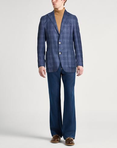 Platinum Man Blazer Slate blue Size 40 Cashmere, Silk, Linen