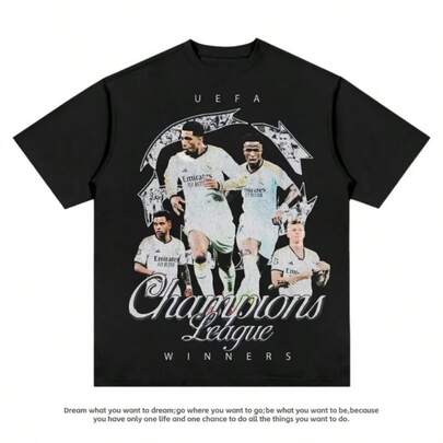 2025 Real Madrid Real Madrid T-Shirt Real Madrid Football Star American Cotton Short Sleeve Vintage High Quality Oversize Top