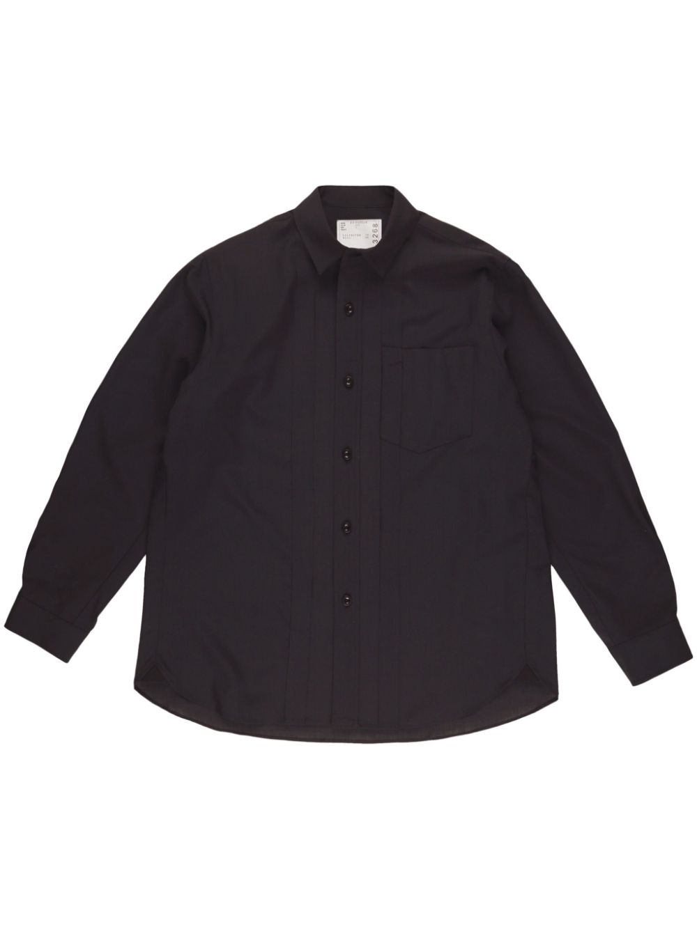 Pleat-detail button-up shirt - Black