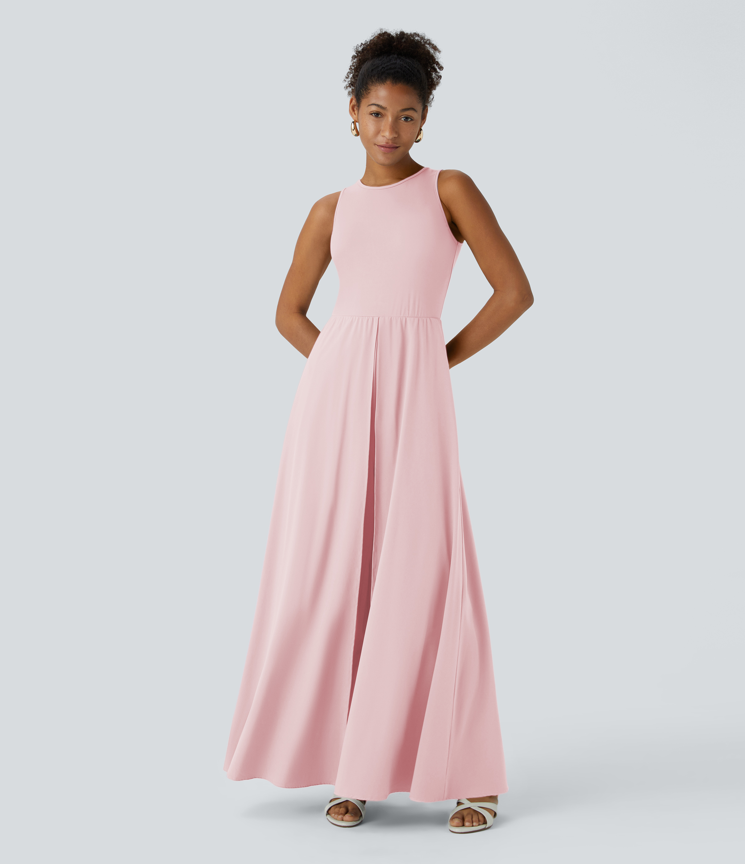 Breezeful™ Zipper Sleeveless Pocket Contrast Quick Dry Jumpsuit  - Primrose Pink