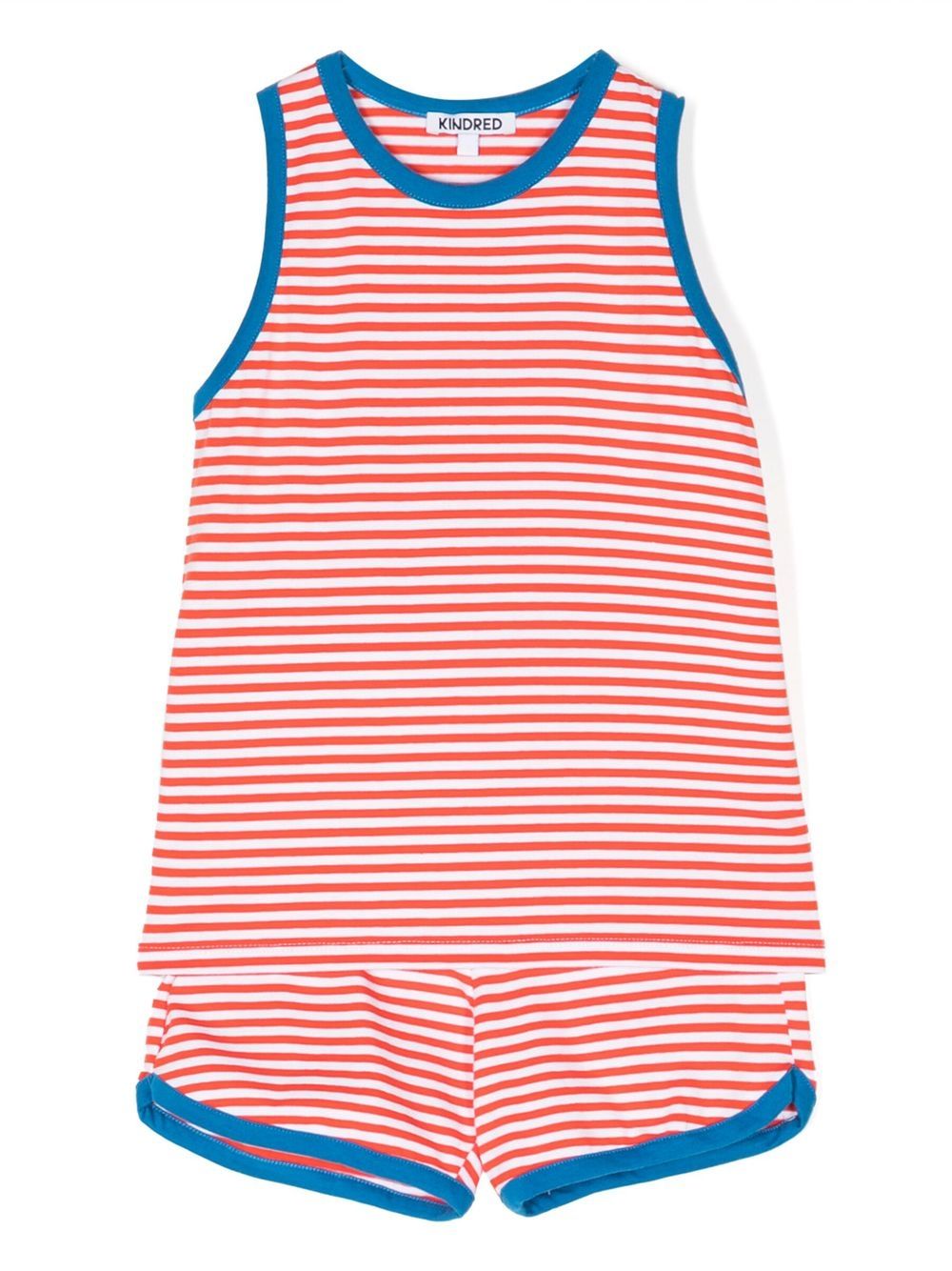Striped sleeveless shorts set
