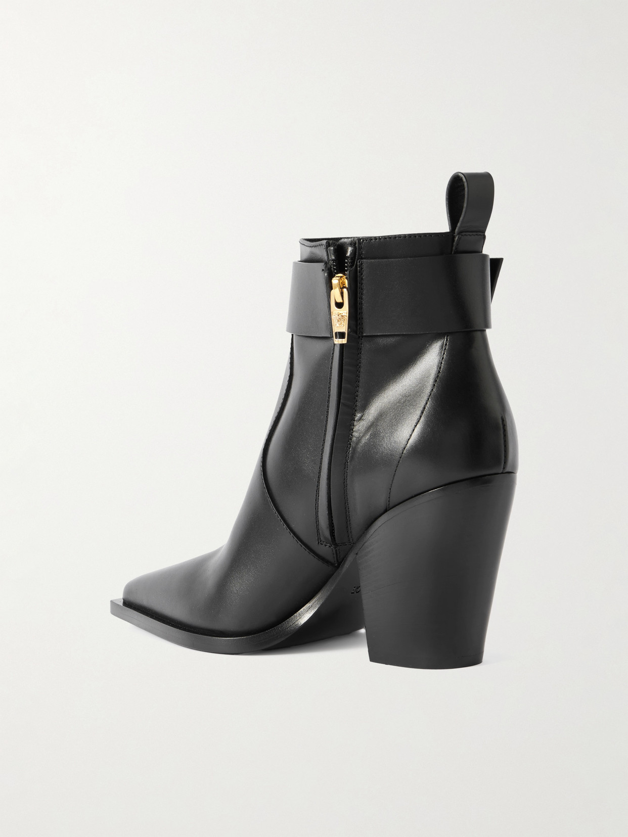 Embellished Leather Ankle Boots - Black