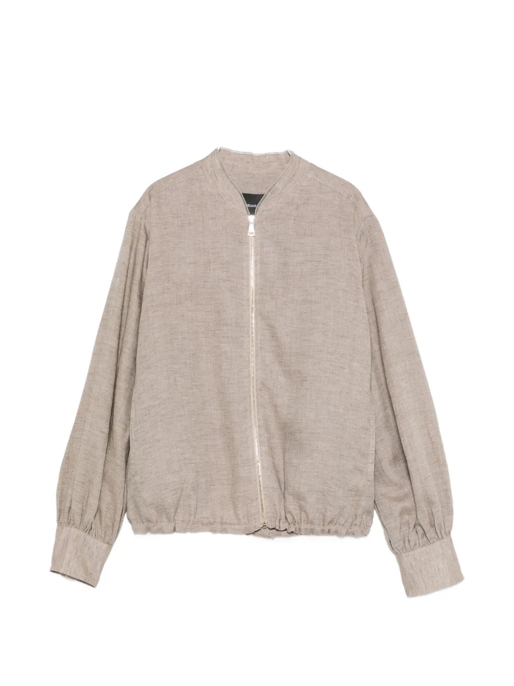 Linen Zip Bomber Jacket — beige