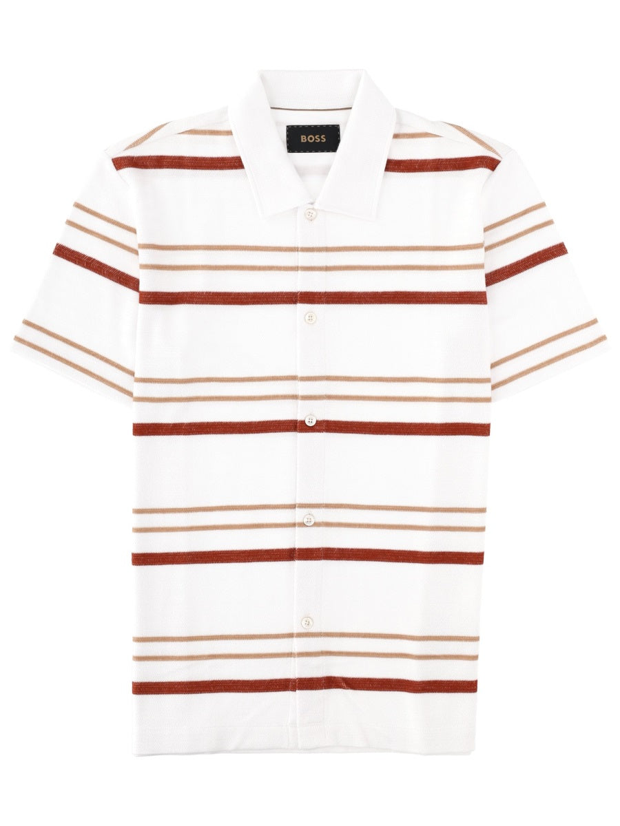 White Pitti Horizontal Stripe Polo Shirt