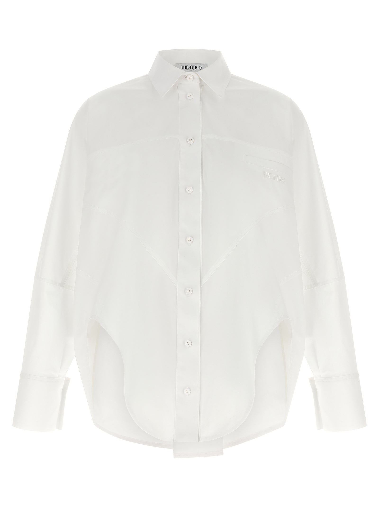 Geometric-Stitched Cotton Shirt — White