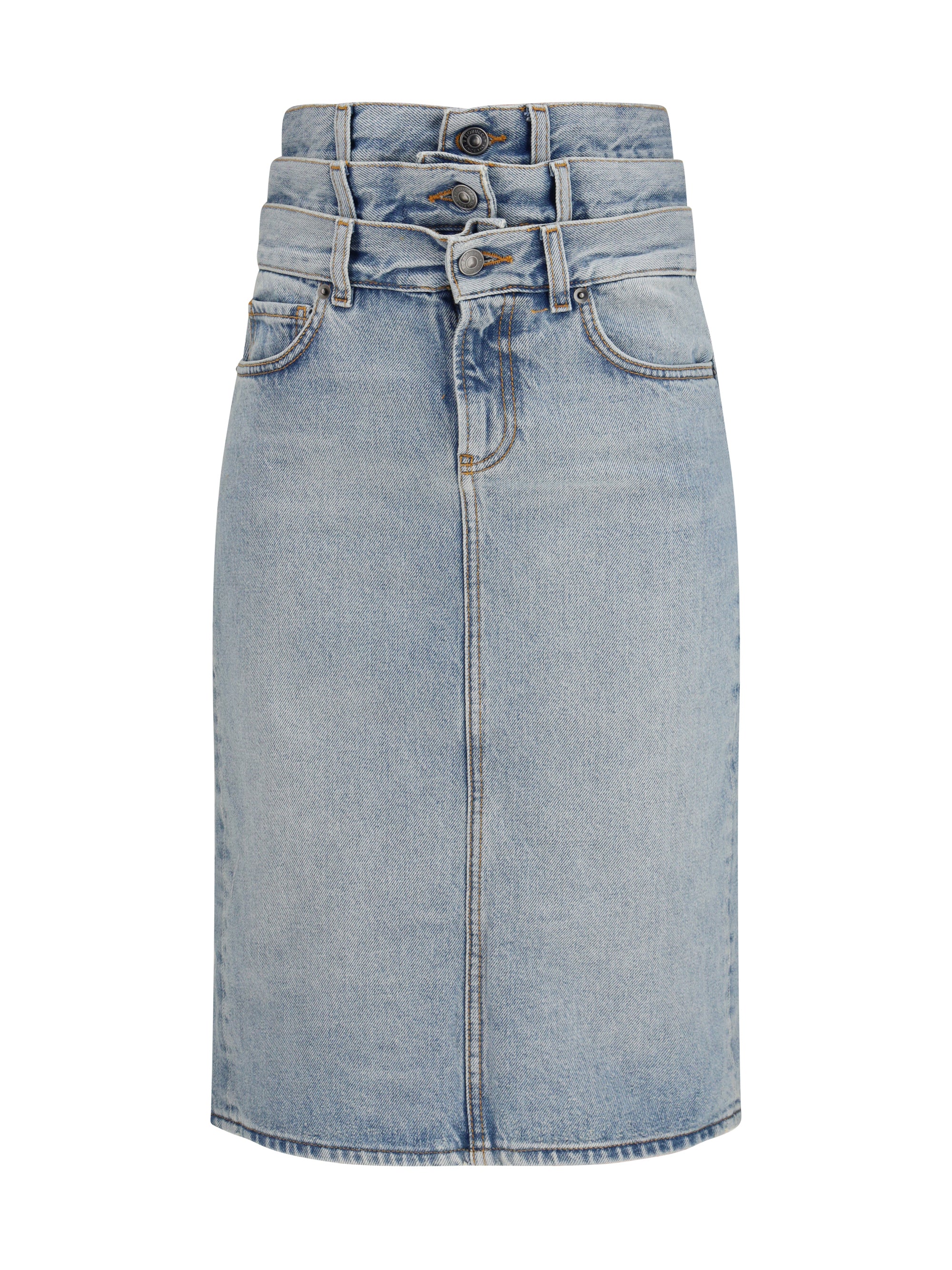 Triple-Layer Denim Skirt — Blue