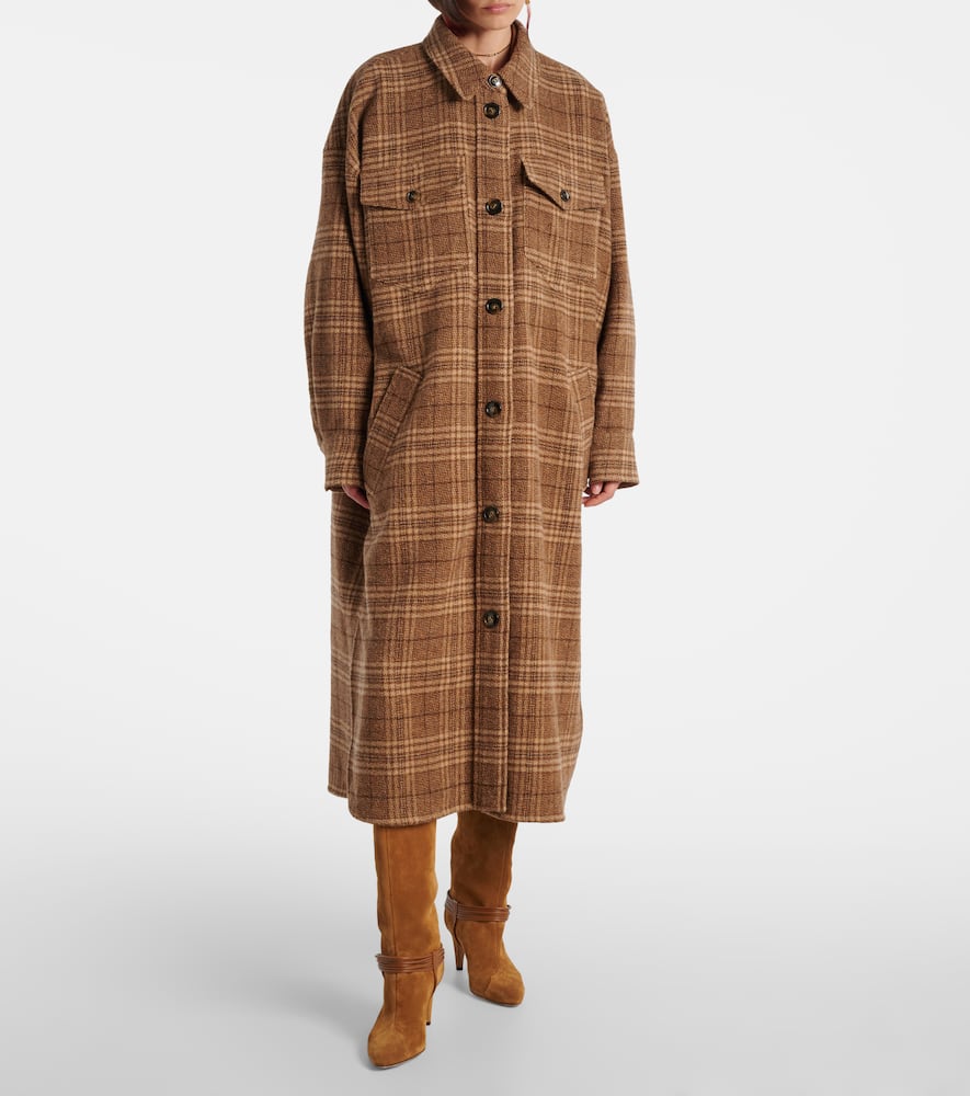 Gislene checked virgin wool coat