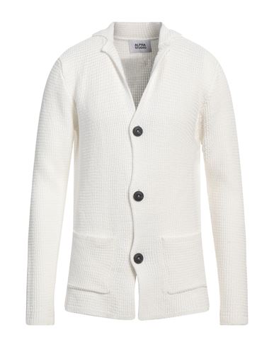 Alpha Studio Man Cardigan White Size 38 Cotton
