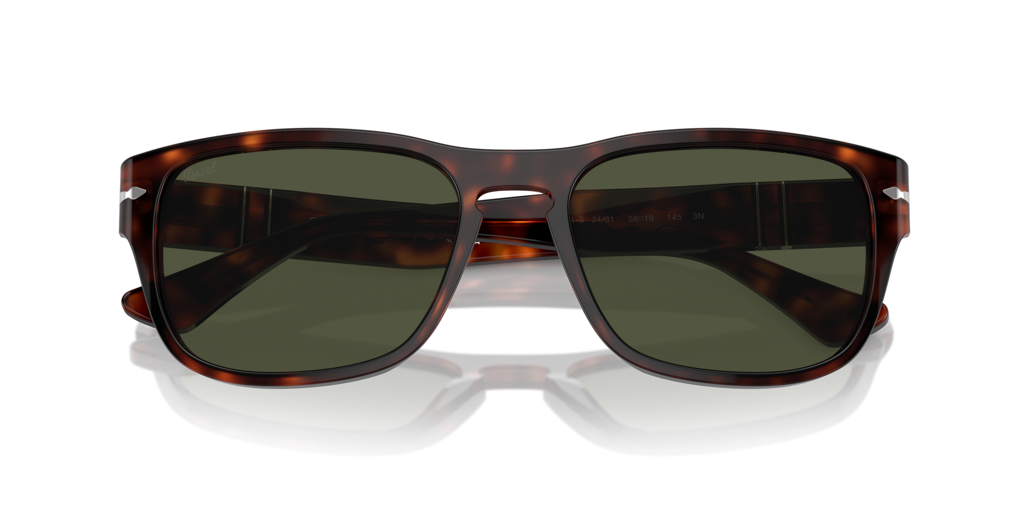 Persol Unisex Persol PO3341S 24/31 Sunglasses Acetate Turtle Green Pillow Norma