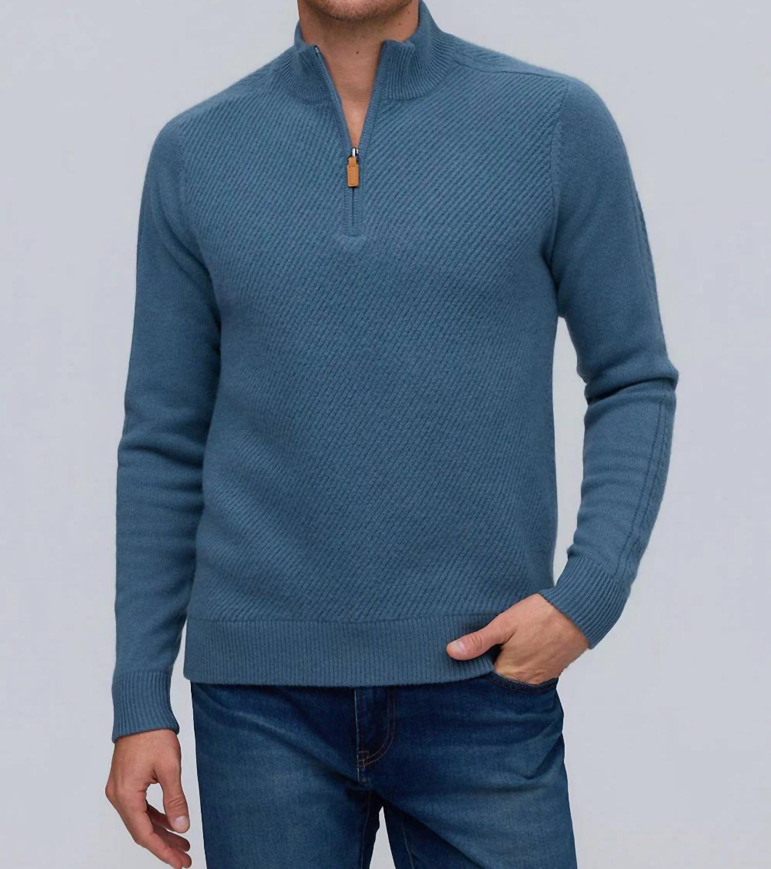 Cashmere Quarter Zip Sweater In Lagoon