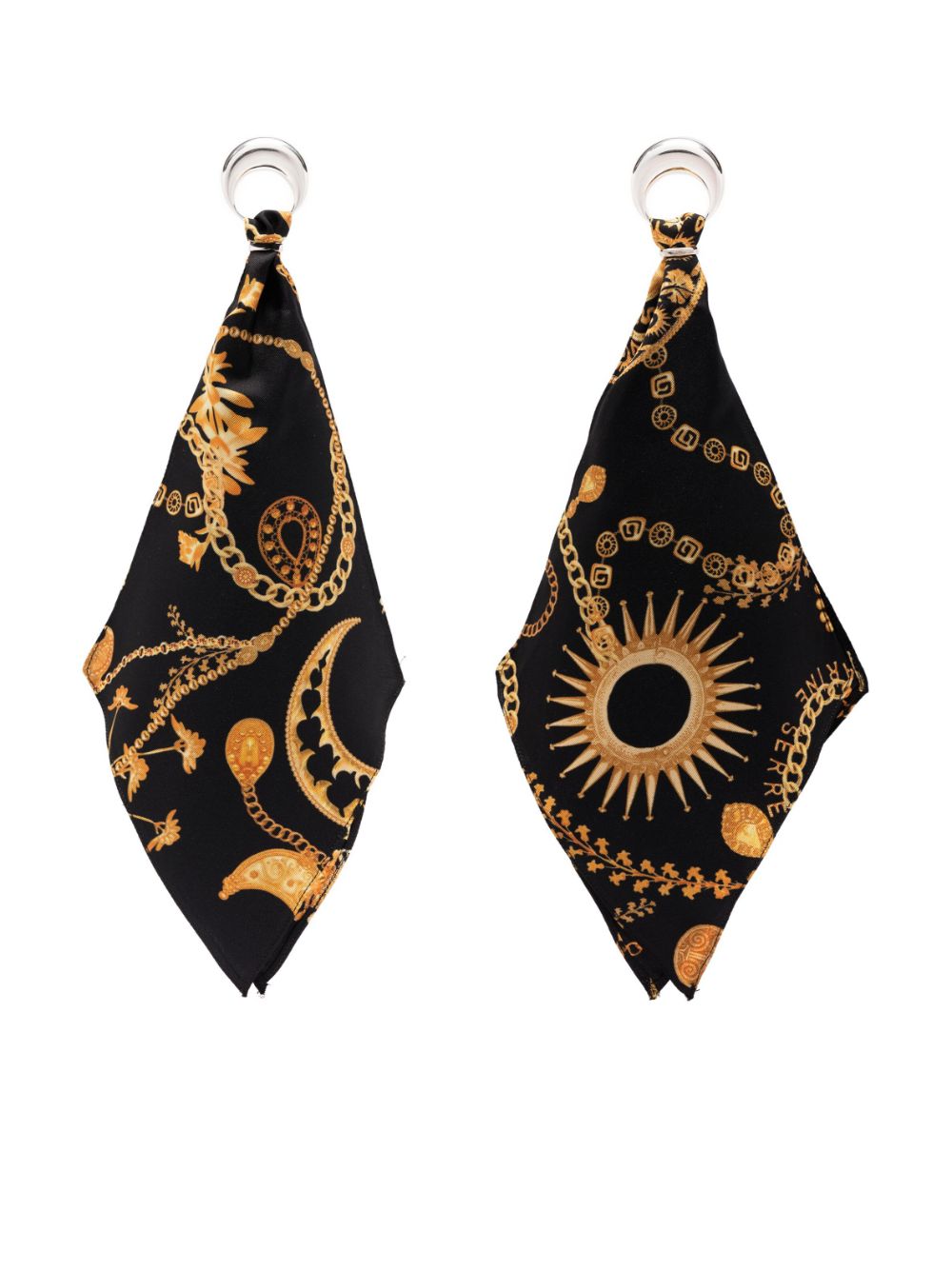 Regenerated silk scarf earrings - Silver
