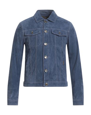 Man Jacket Blue Size 38 Leather