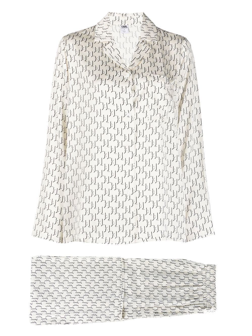 Monogram print long-sleeve pyjamas - Neutrals