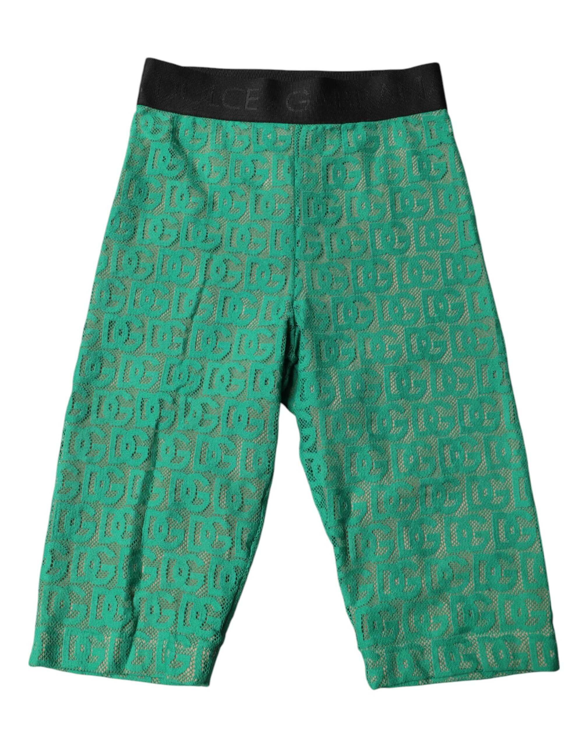 Logo-Jacquard Cotton Blend Cropped Leggings — Green