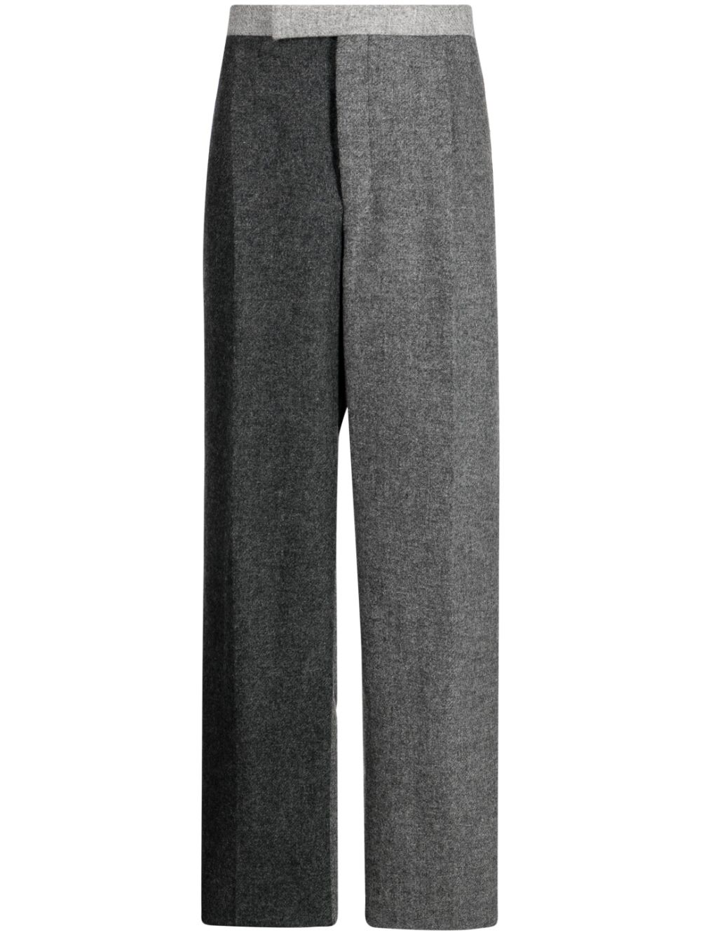 Two-tone wool wide-leg trousers - Grey