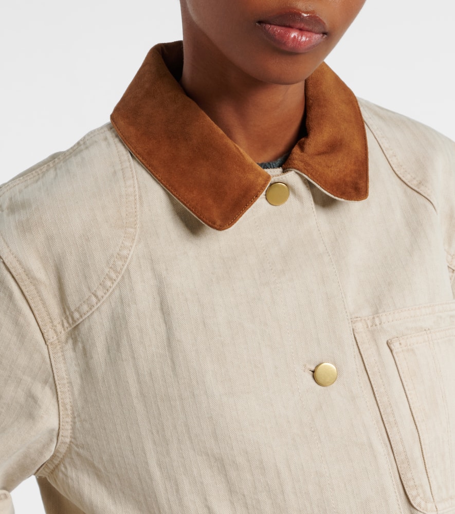 Abbas suede-trimmed cotton field jacket