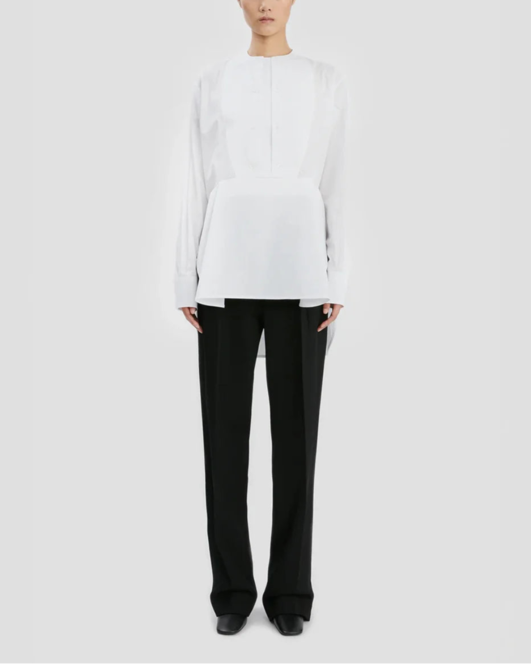 Double Bib Detail Shirt In White