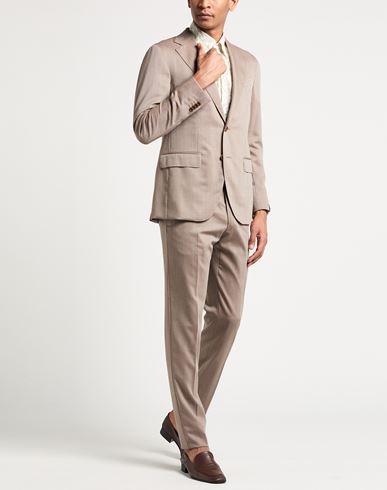 Man Suit Beige Size 38 Wool, Silk