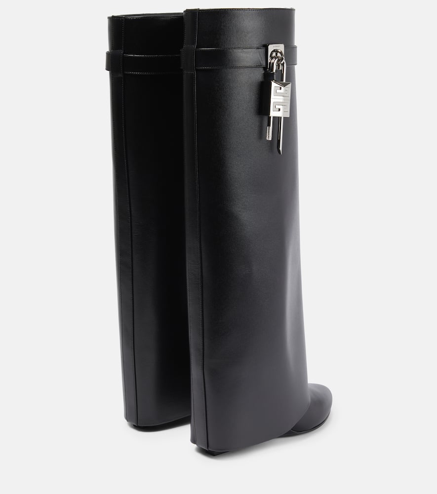 Shark Lock leather knee-high boots