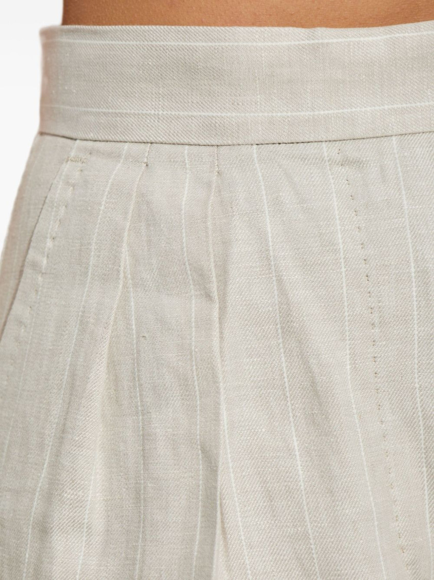 Beige Rauche linen trousers