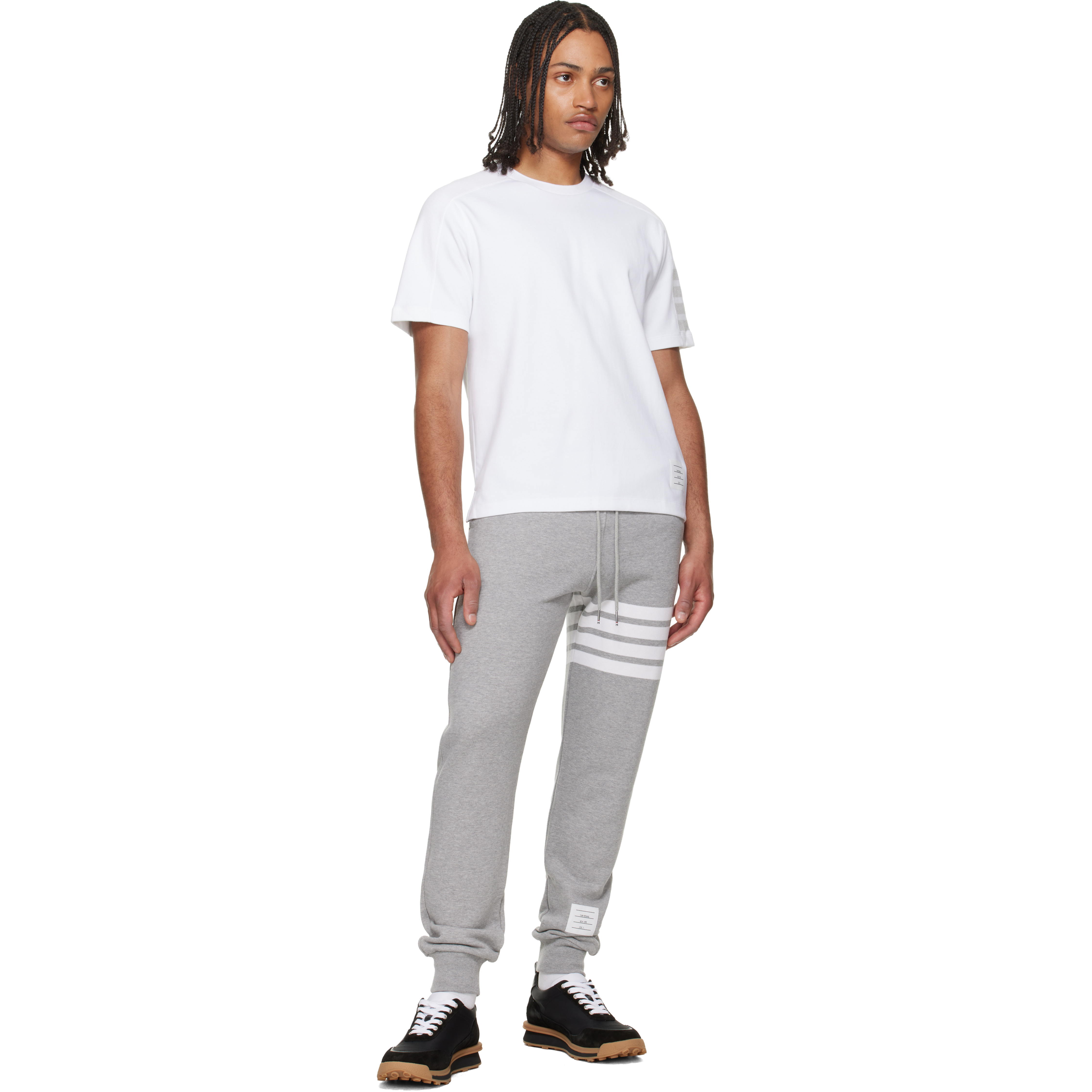 White Milano Cotton 4-Bar T-shirt