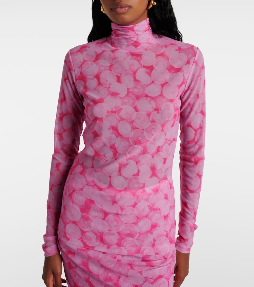 Printed high-neck jersey top