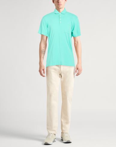 Man Polo shirt Turquoise Size L Cotton