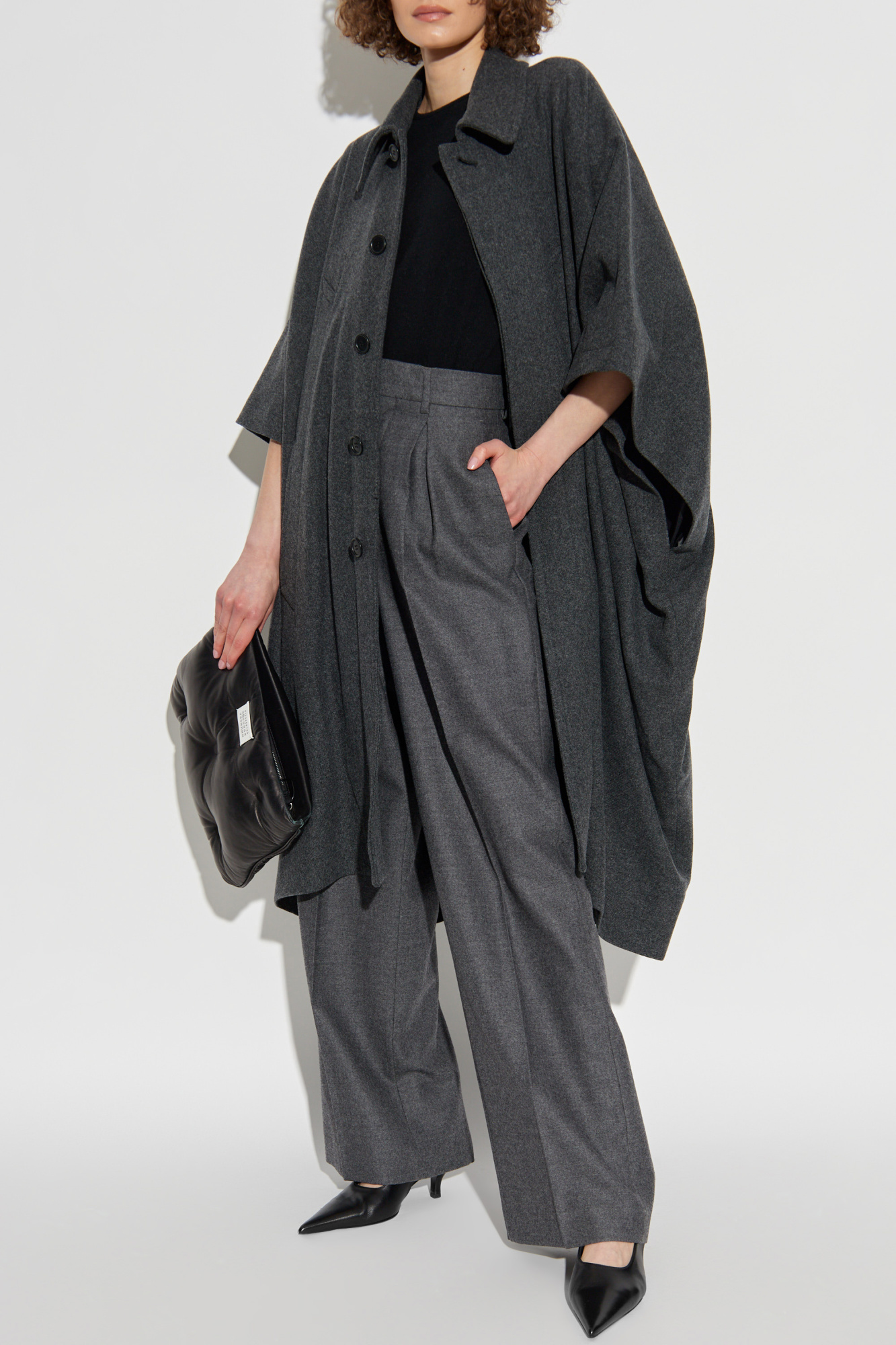 MM6 Maison Margiela Coat With Wool Trim, Women's, Grey