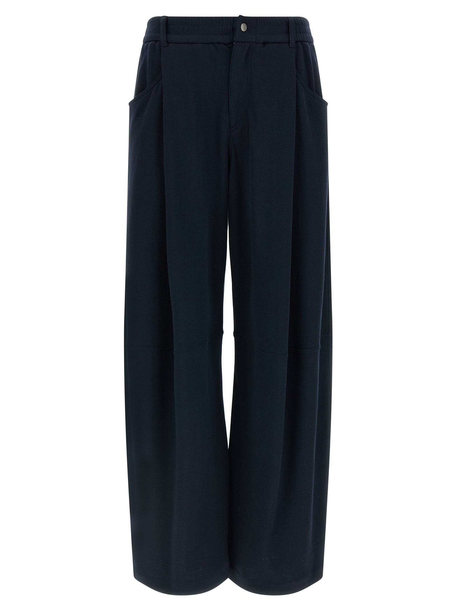 Cotton-Silk Blend Trousers — Blue