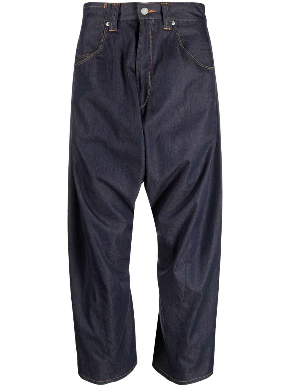 Drop-crotch cropped jeans - Blue