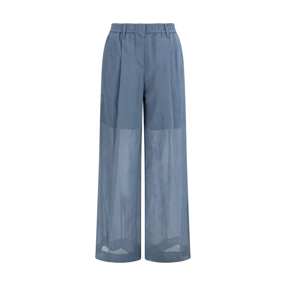 Cotton Organza Trousers — Blue