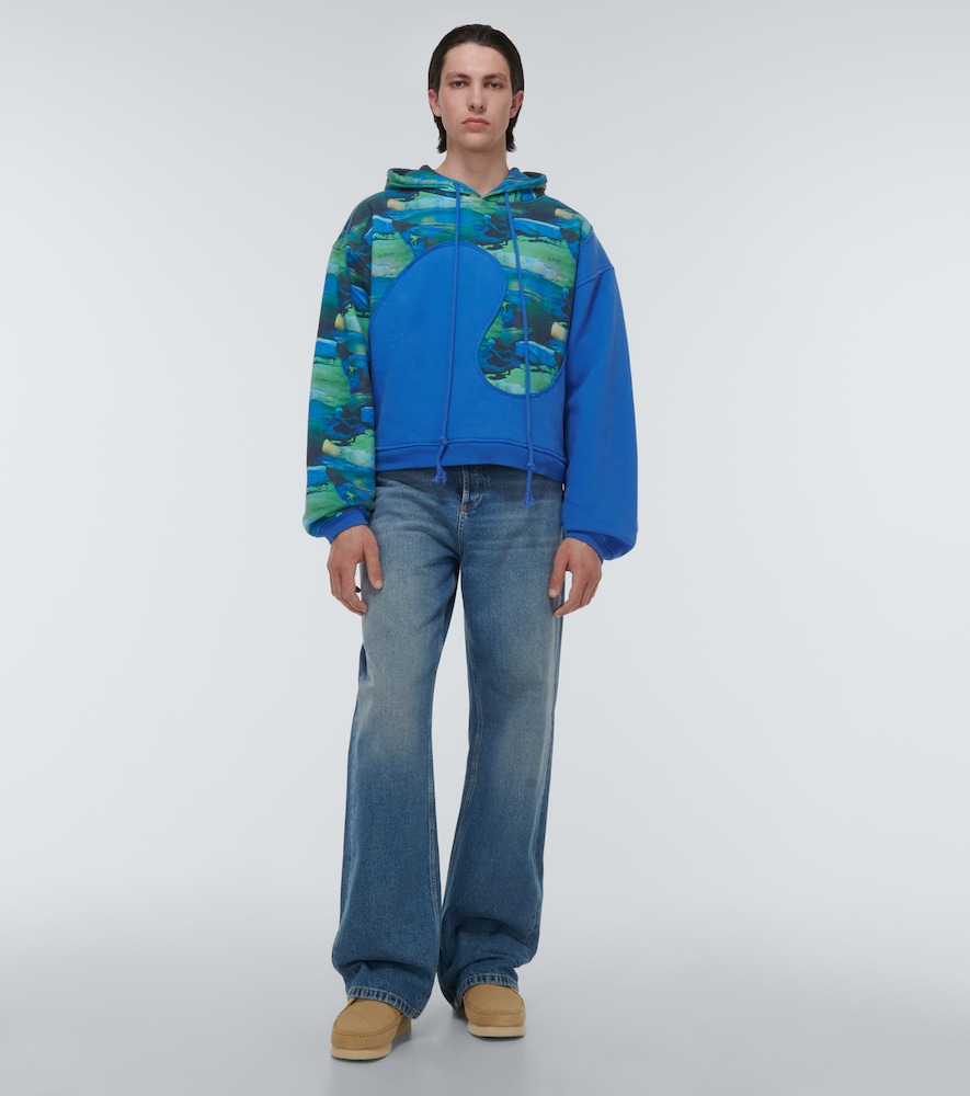 Printed cotton-blend hoodie