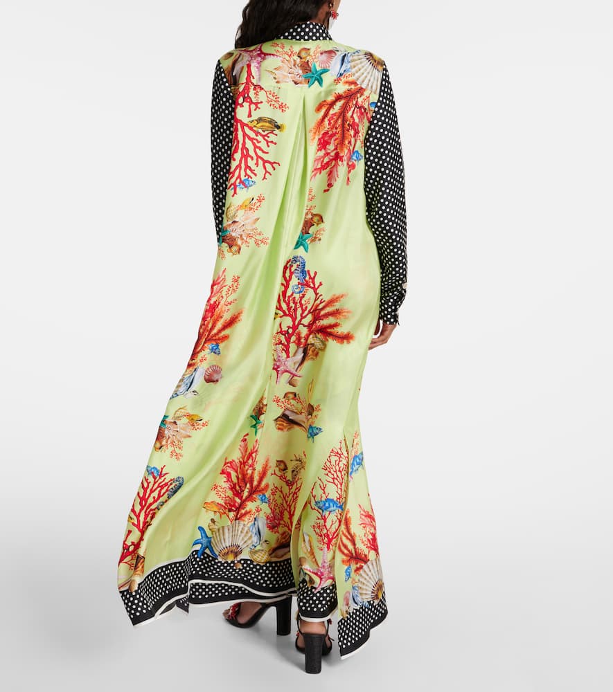 Capri printed silk satin shirt dress