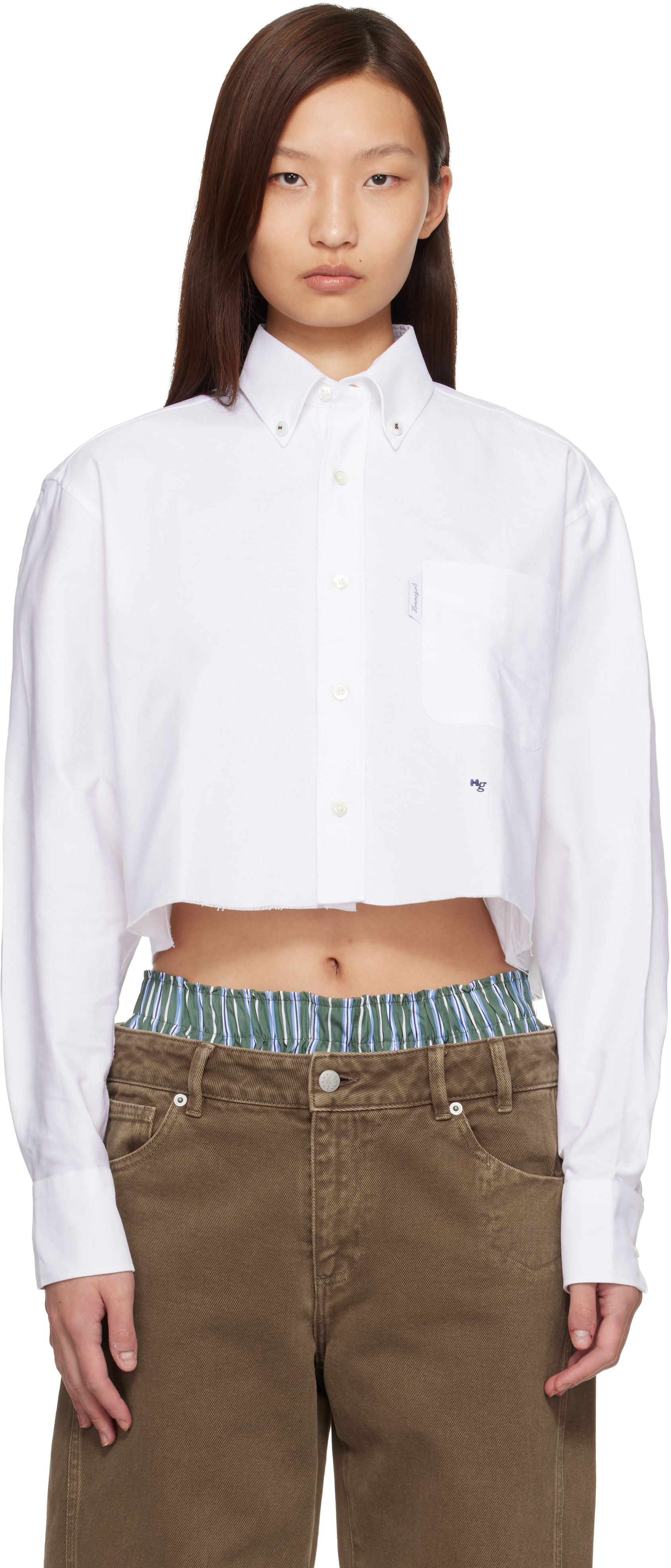 White Cropped Shirt