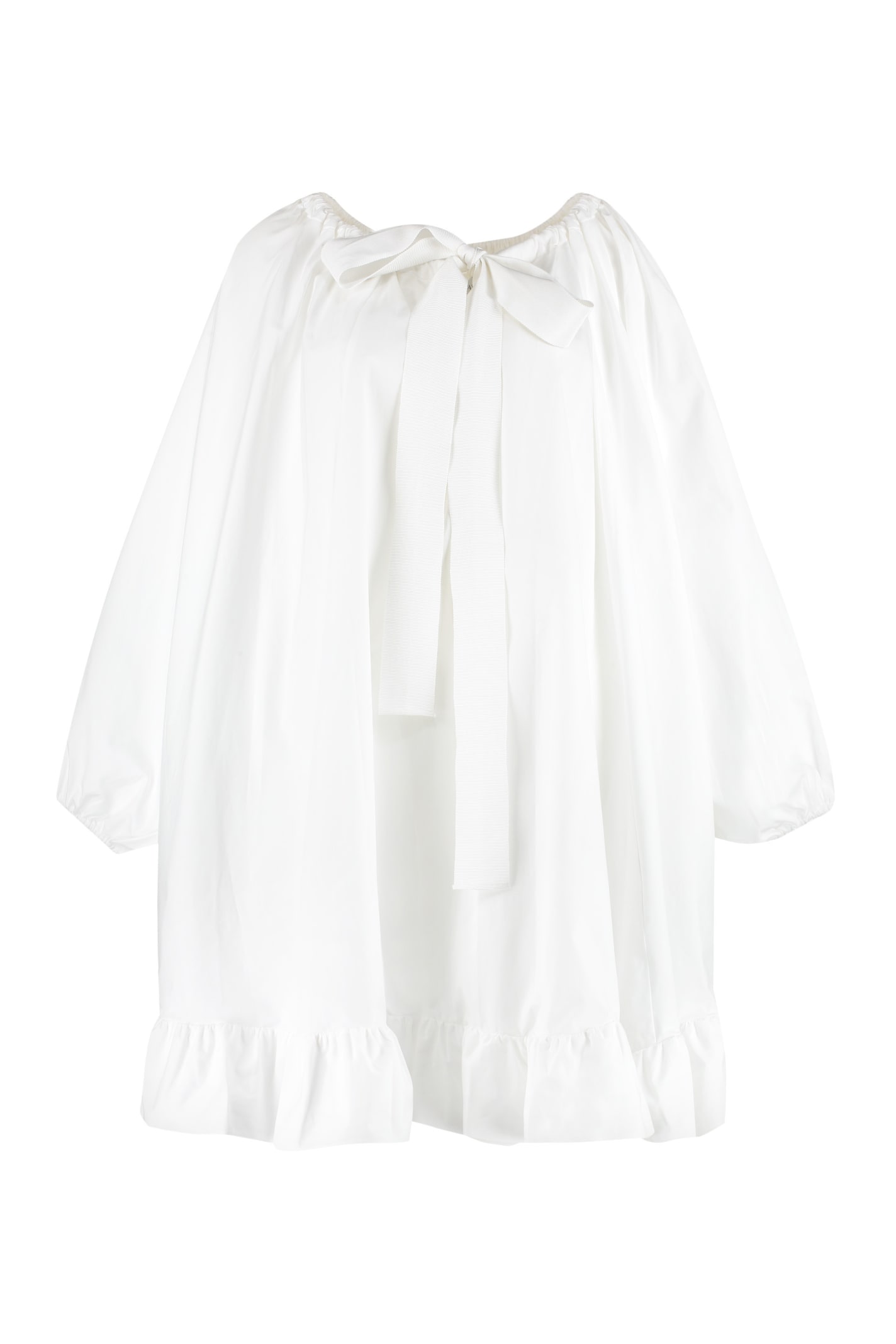 Tie-neck peplum dress - White