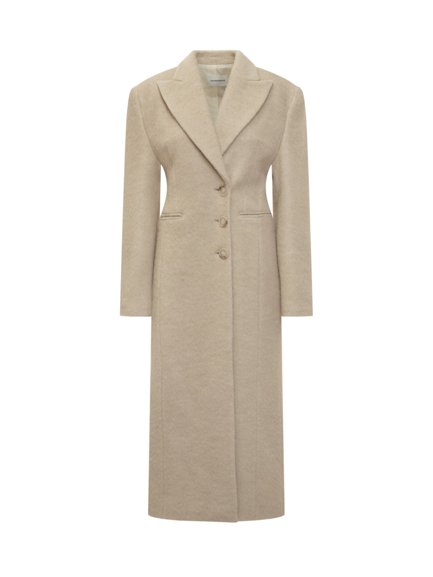Off White Peaked Lapel Trench Coat