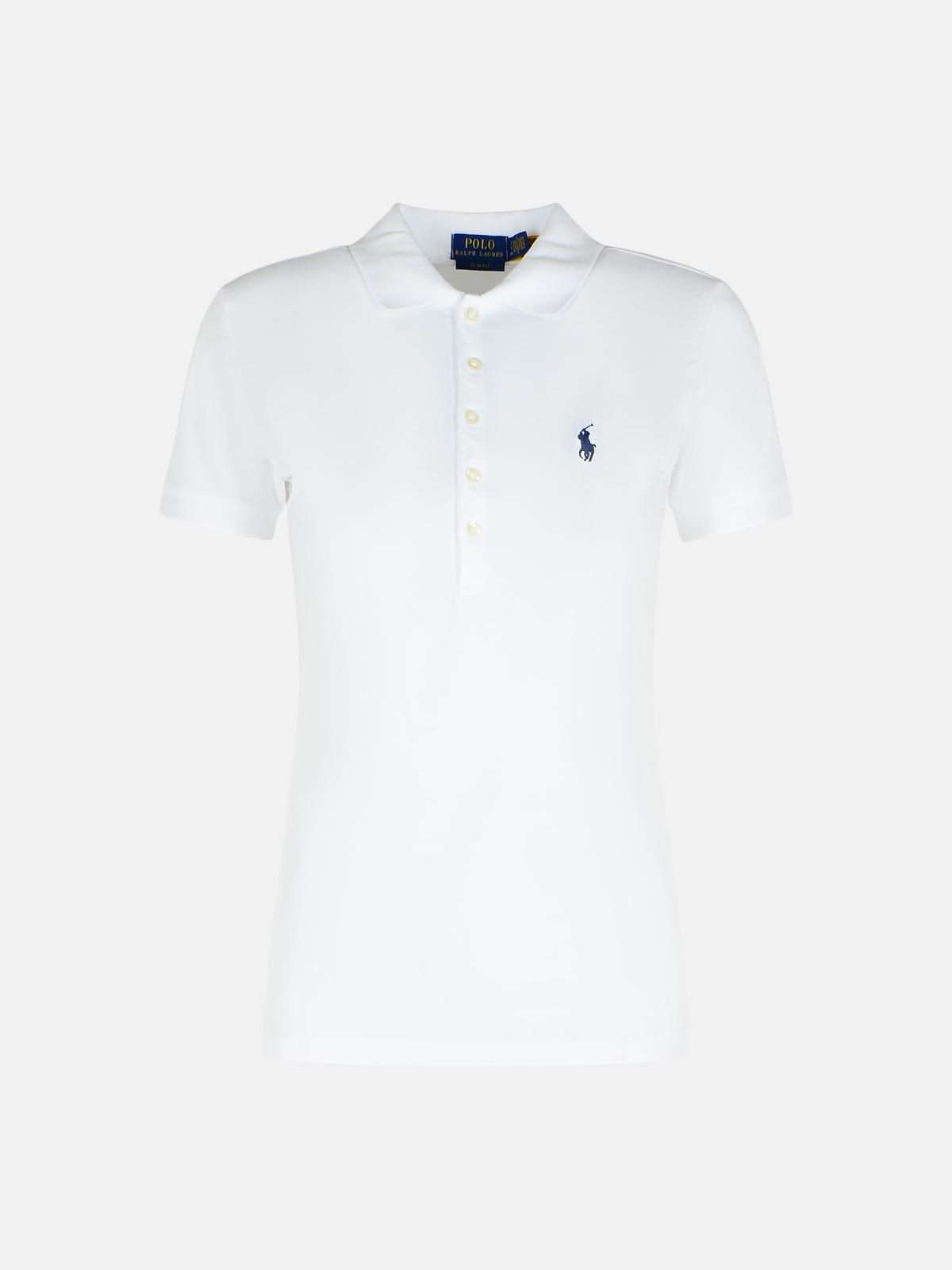 'Julie' White Cotton Polo Shirt