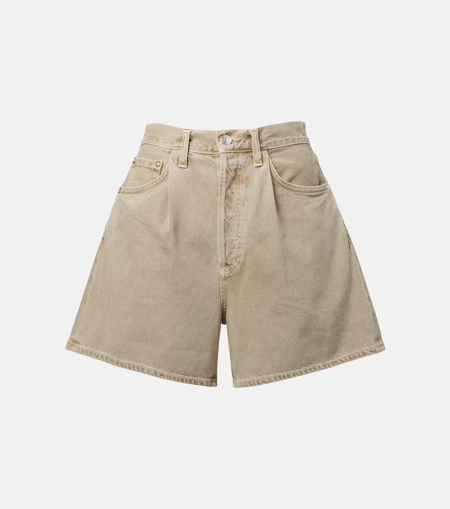 Mid-rise denim shorts