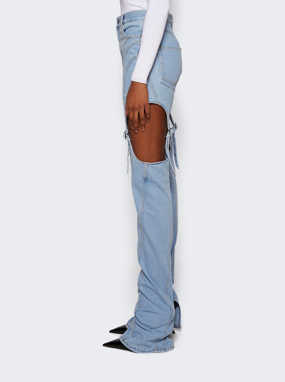 Buckled chaps skinny jeans - Black