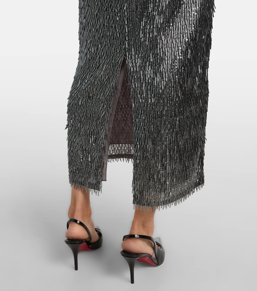 Sequined high-rise pencil skirt