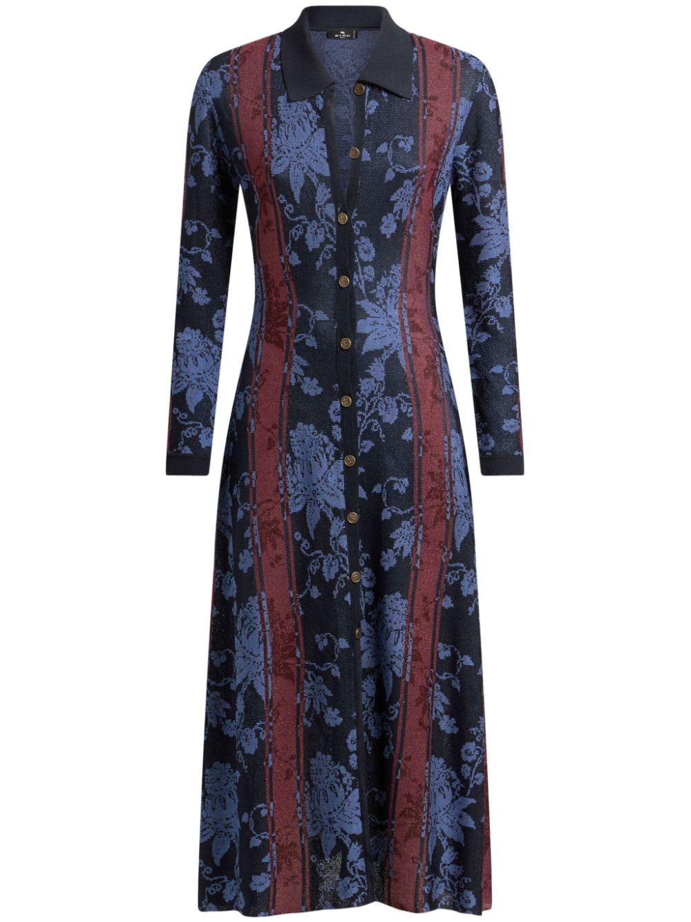 Floral jacquard maxi cardigan - Blue
