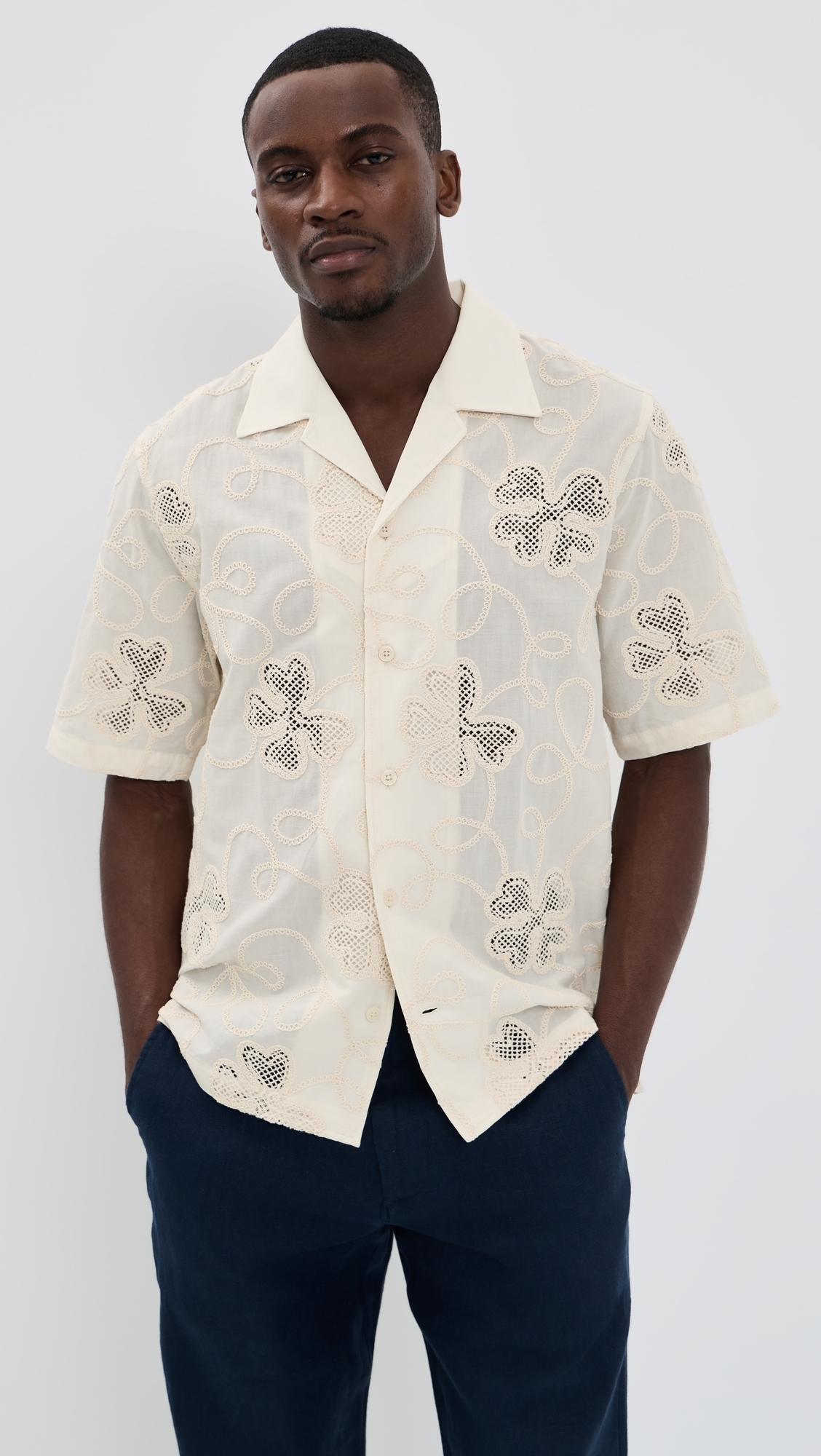 Ben Embroidered Shirt Ivory