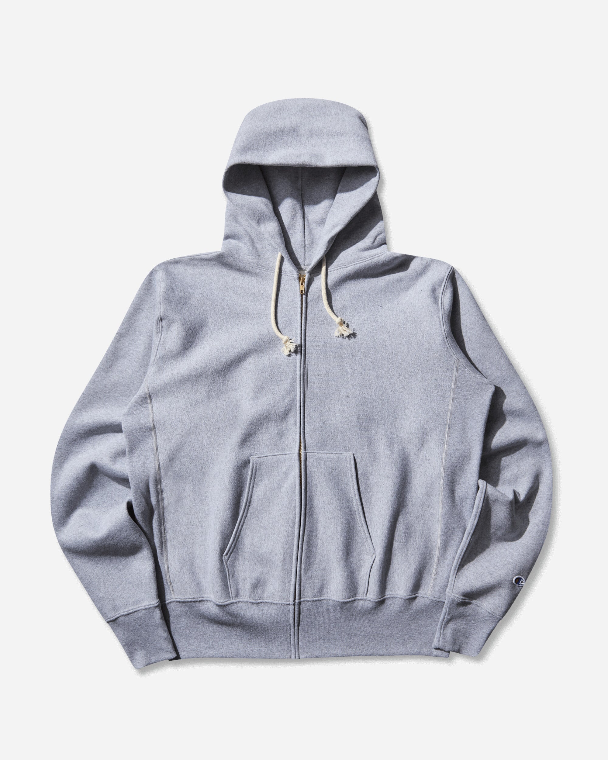 Men s Made in USA Reverse Weave Zipped Hoodie Oxford Gray