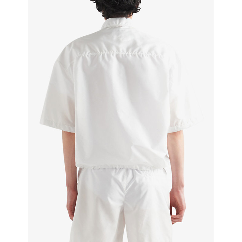 Mens White Re-Nylon Oversized-fit Recycled-nylon Shirt