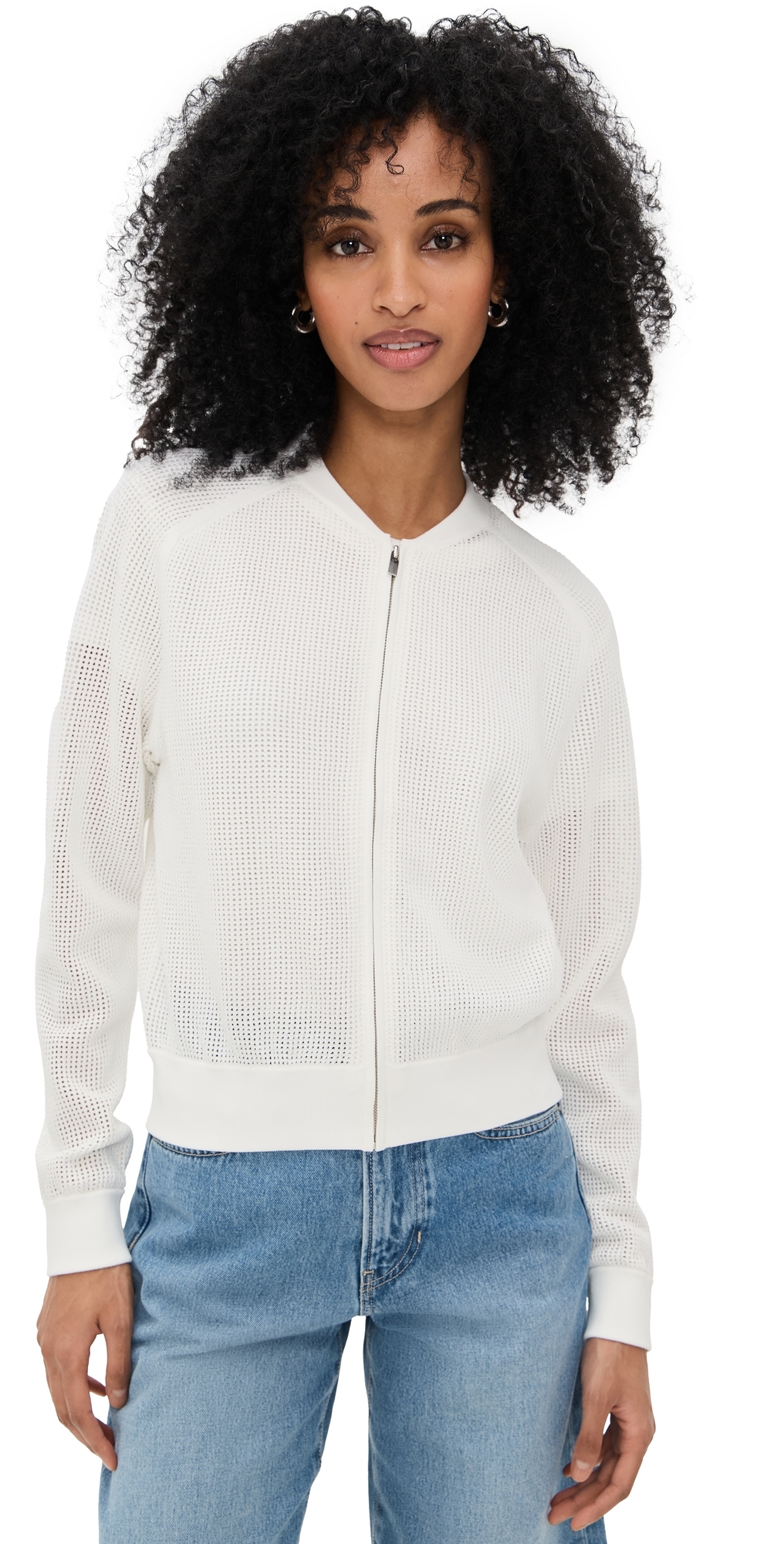 Theory Pointelle Bomber White P