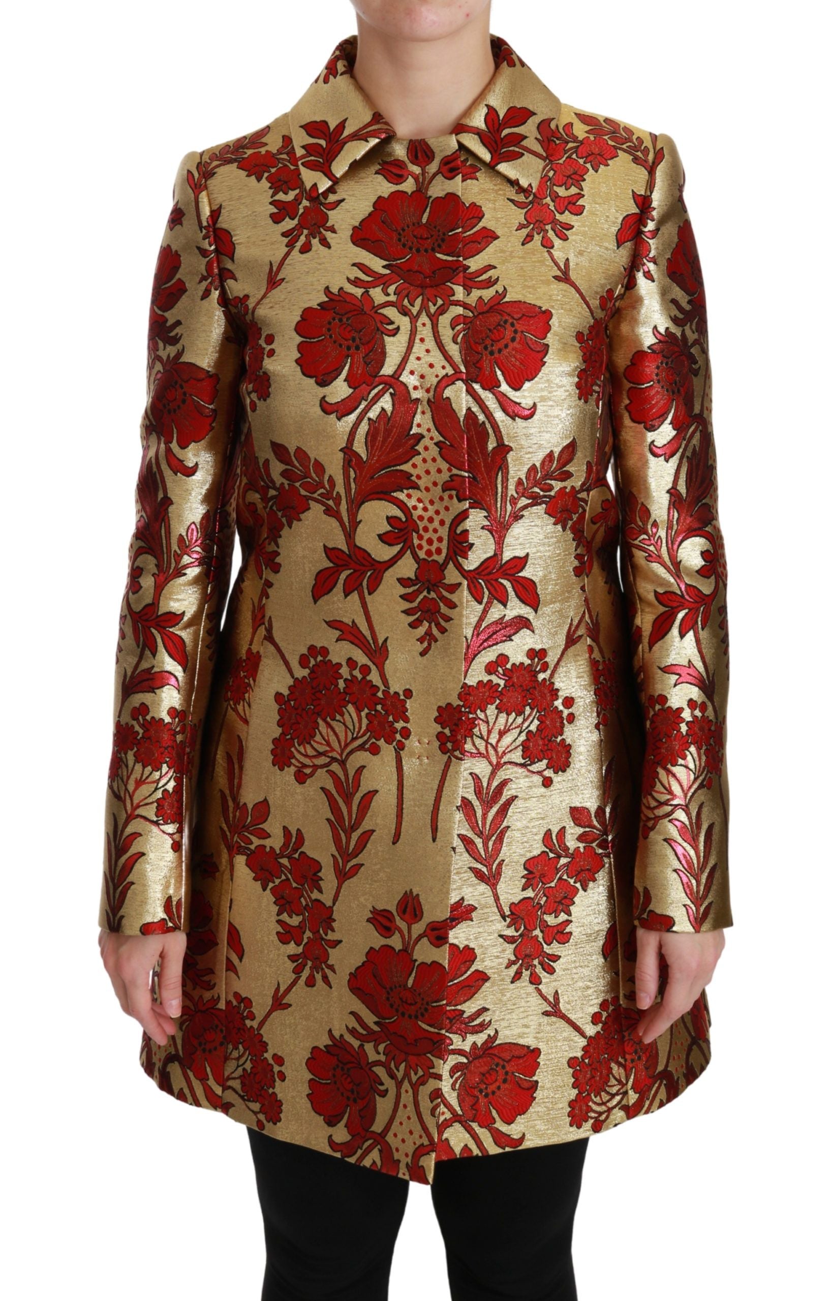 Floral Brocade Coat — Gold