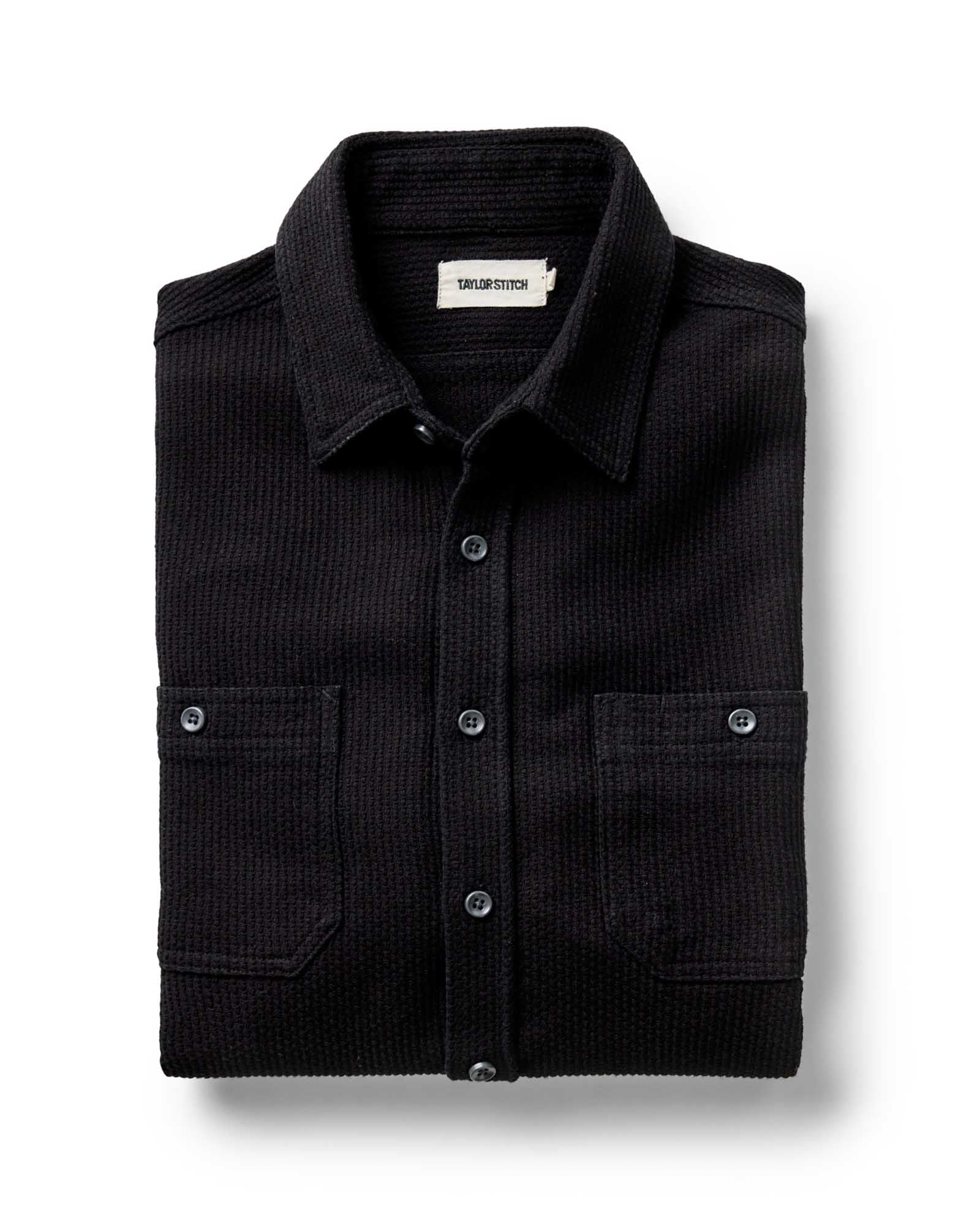 Men's Organic Cotton Utility Shirt in Black Indigo Sashiko