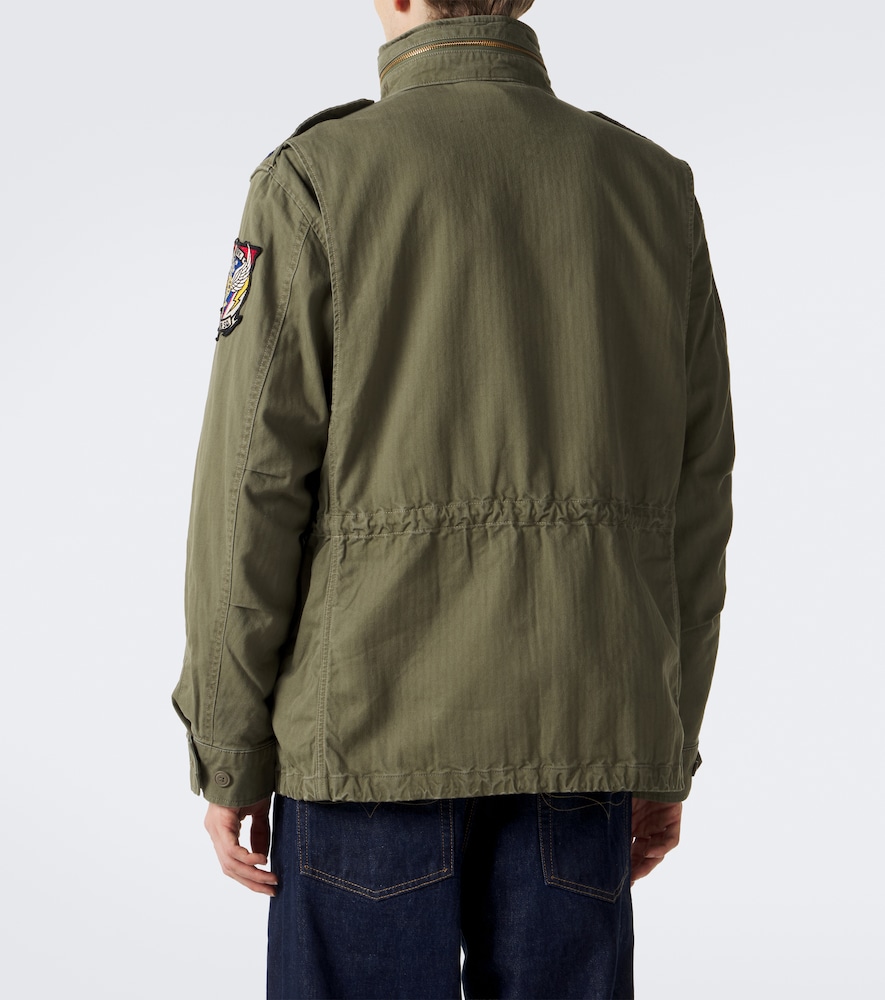 Iconic patch-appliqué cotton field jacket