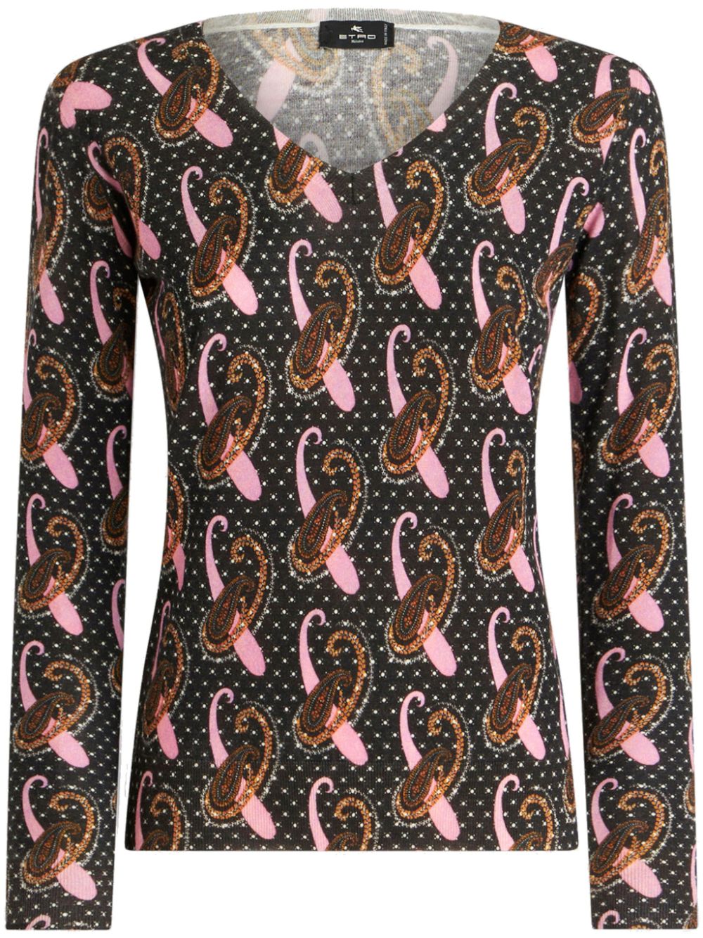 Paisley-print virgin wool top - Black